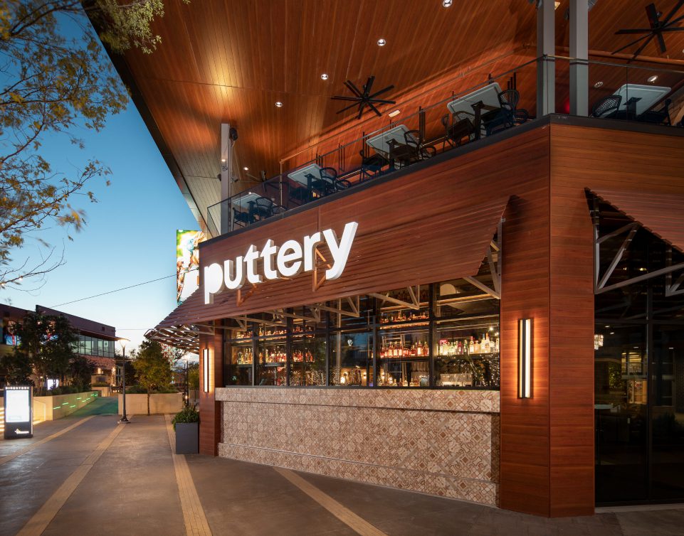 entrance to Puttery Dallas located in Grandscape shopping area