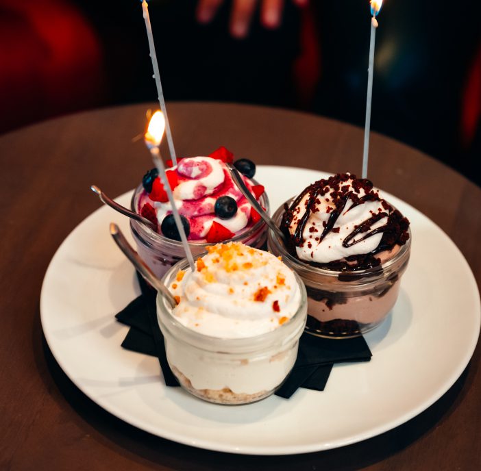 assorted dessert jars