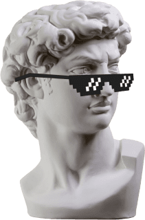 museum head with pixelated sunglasses