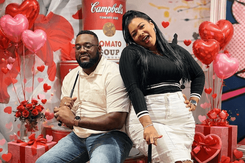 Couple in Museum Course in DC with Valentine's decor