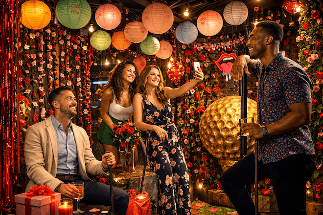 New York City Puttery Course with Valentine's decor and a group of friends