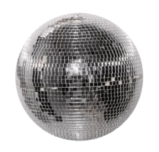 A mirrored disco ball reflecting light, composed of many small square tiles.