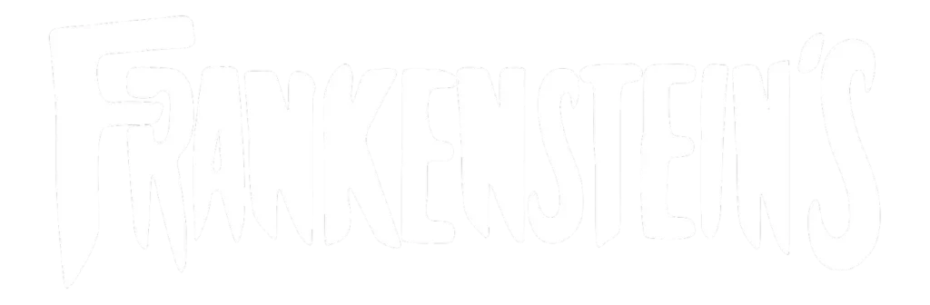 Frankenstein's logo in jagged white text on a black background (title/logo style).
