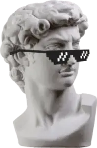 Classical statue wearing sunglasses