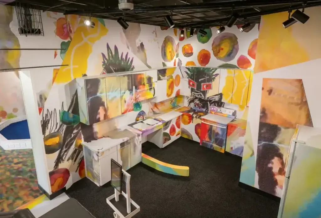 Abstract artist studio-inspired mini golf hole inside the Art Museum course at Puttery Washington DC.